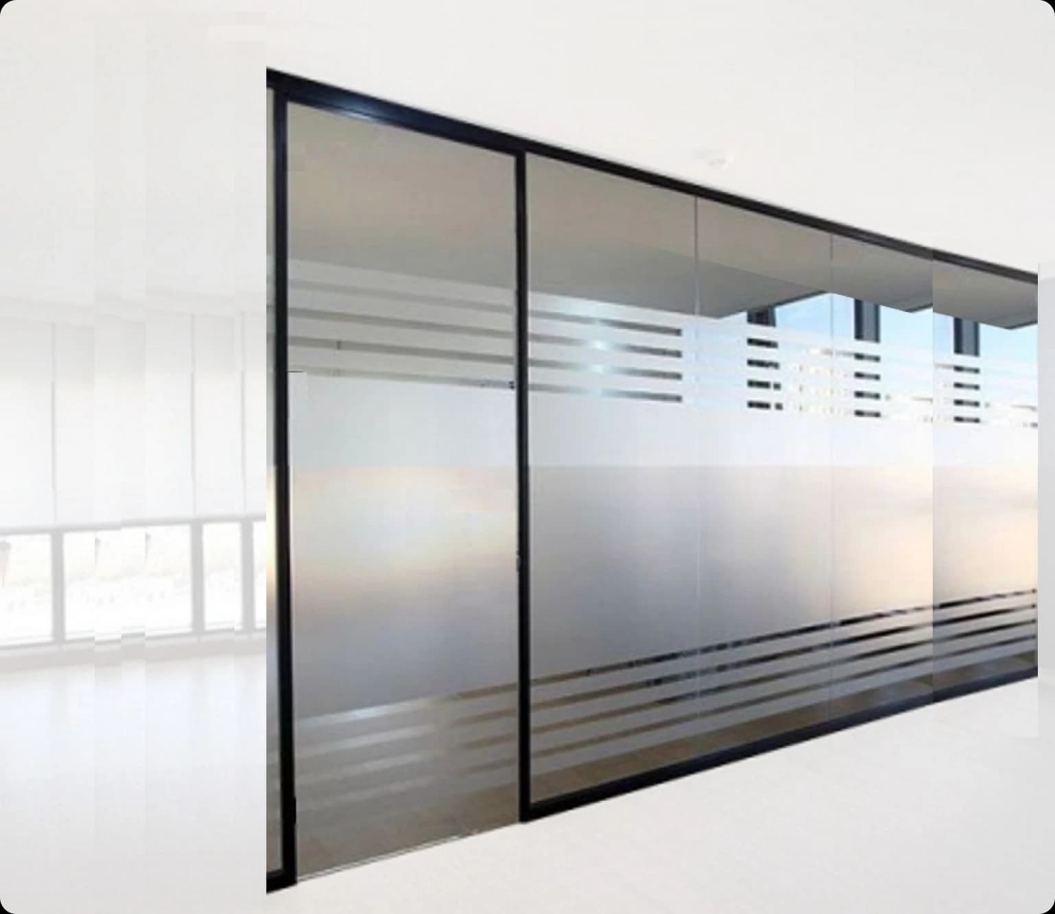 Divisória com película decorativa jateada